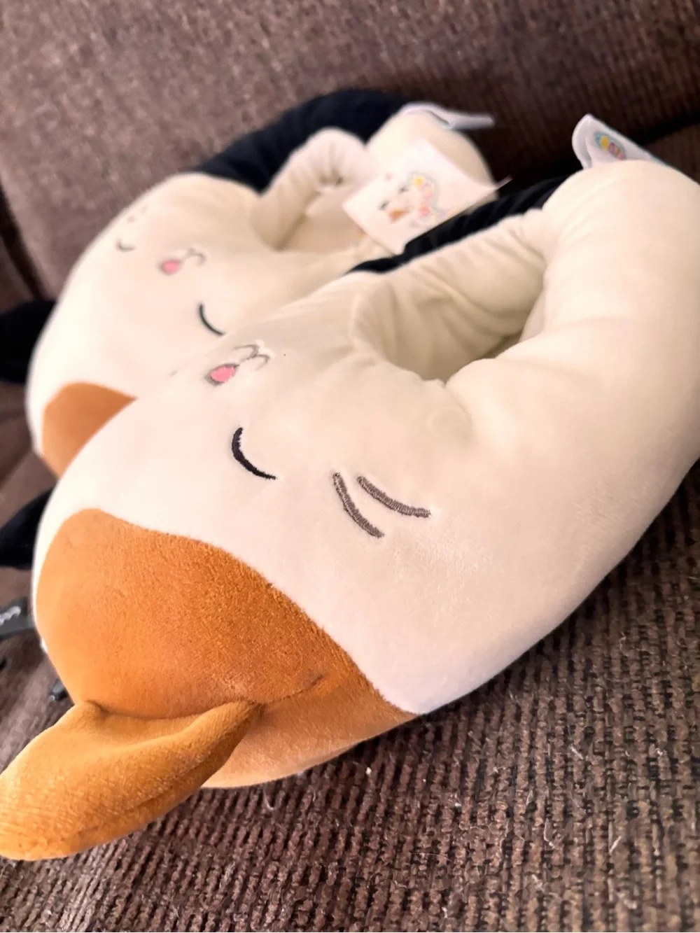 Squishmallows Cat Neck Pillow - Cream, Orange & Black